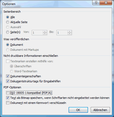PDF für Druck mit Word 2010 erstellen